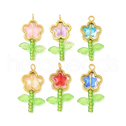 Acrylic Flower-shaped Pendants PALLOY-JF03867-01-1