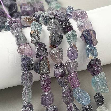 Raw Rough Natural Colorful Fluorite Beads Strands G-M453-D11-1