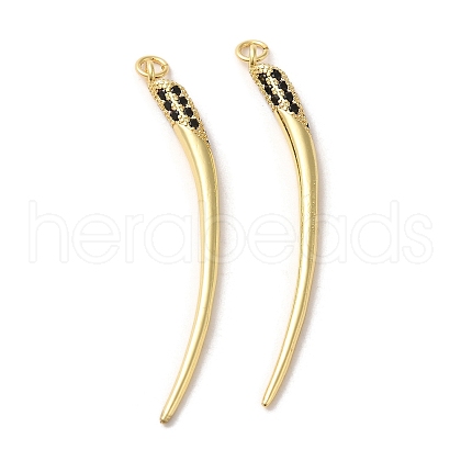 Rack Plating Brass Micro Pave Cubic Zirconia Pendants KK-E046-40G-1
