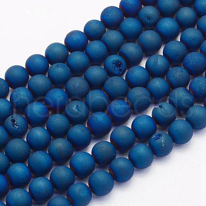 Electroplate Natural Druzy Agate Beads Strands G-G708-12mm-03-1