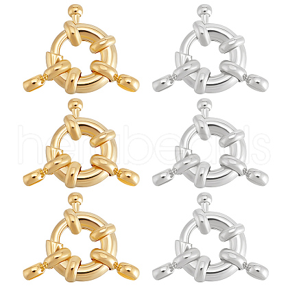 Beebeecraft 10Pcs 2 Colorsd Brass Spring Ring Clasps KK-BBC0016-33-1