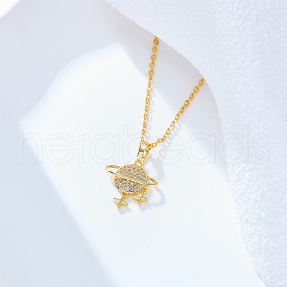 Planet Brass Micro Pave Clear Cubic Zirconia Pendant Necklaces FS-WGFD3F3-01-1