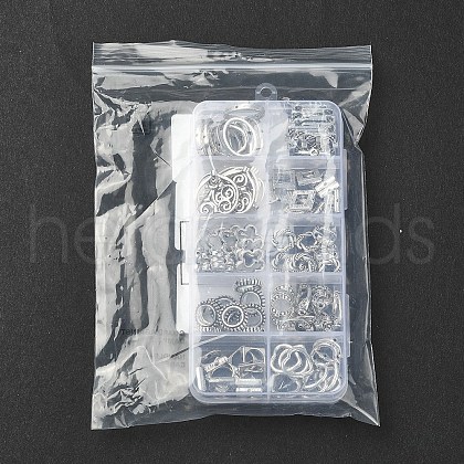 100Pcs 10 Styles Tibetan Style Alloy Bead Frames TIBEB-YW0001-27-1