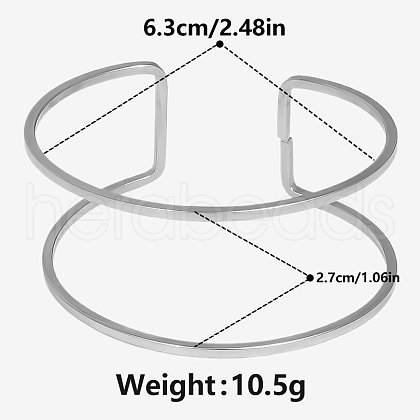 304 Stainless Steel Cuff Bangles for Women PK0821-1-1