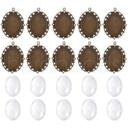 Oval Clear Glass Cabochon Cover DIY-PH0018-96AB-1