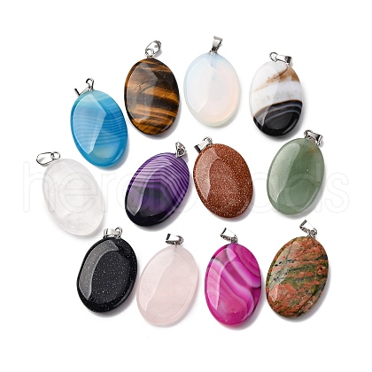 Natural & Synthetic Mixed Gemstone Pendants G-K354-12-1