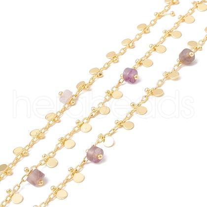 Natural Amethyst Column Beaded Chains CHC-K012-01G-02-1