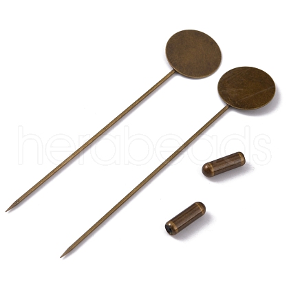 Brass Lapel Pin Base Settings KK-WH0045-025A-P-1