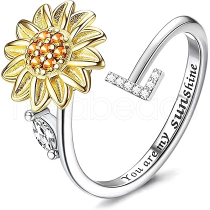 Adjustable Brass Rhinestone Rotating Cuff Rings FS-WG5B177-12-1