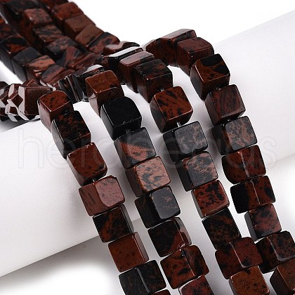 Natural Mahogany Obsidian Beads Strands G-T139-8x8-40A-1