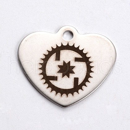 Non-Tarnish Stainless Steel Heart Pendants STAS-L165-E13-1