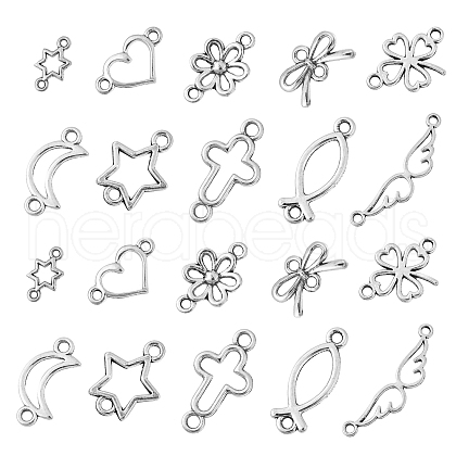 100Pcs 10 Styles Tibetan Style Alloy Connector Charms TIBEP-CJ0003-13-1