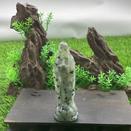 Natural Prehnite Carved Healing Virgin Mary Figurines PW-WG30485-08-1