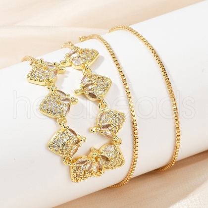 Brass Micro Pave Clear Cubic Zirconia Fruit Bib Necklaces NJEW-F342-01A-G-1