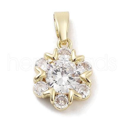 Brass Micro Pave Clear Cubic Zirconia Pendants ZIRC-L104-012G-1