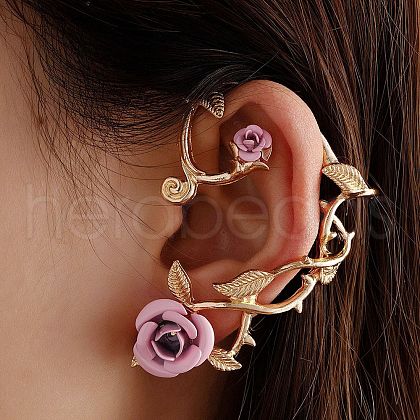 Alloy Rose Climber Wrap Around Stud Earrings for Women EJEW-A096-01E-1