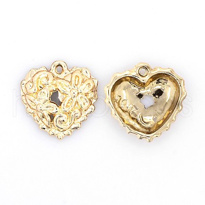 Nickel Free & Lead Free Golden Plated Alloy Heart Pendants PALLOY-J218-175G-NR-1