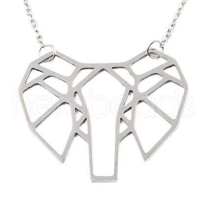 Non-Tarnish 201 Stainless Steel Origami Pendant Necklaces NJEW-T009-JN090-1-40-1