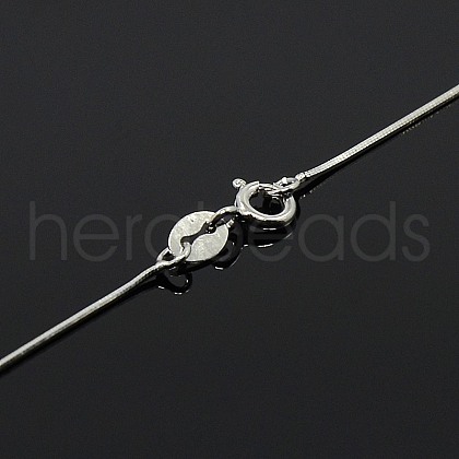 Anti-Tarnish Trendy Unisex Rhodium Plated 925 Sterling Silver Snake Chain Necklaces STER-M034-B-08-1