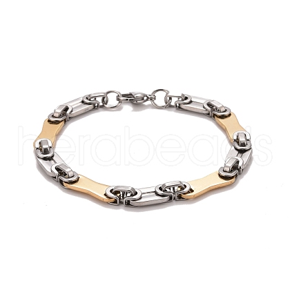 PVD Vacuum Plating 201 Stainless Steel Bar Link Chain Bracelets STAS-E160-01GP-1