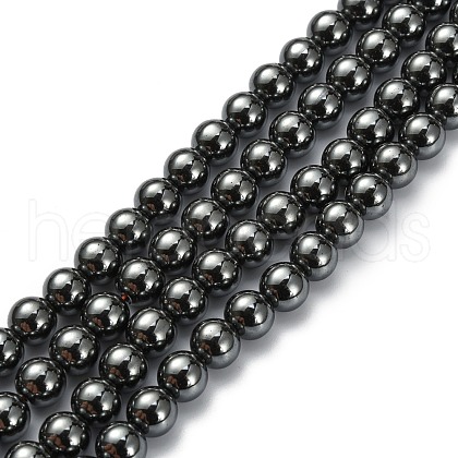 Non-Magnetic Synthetic Hematite Beads Strands G-H1624-8mm-2-1