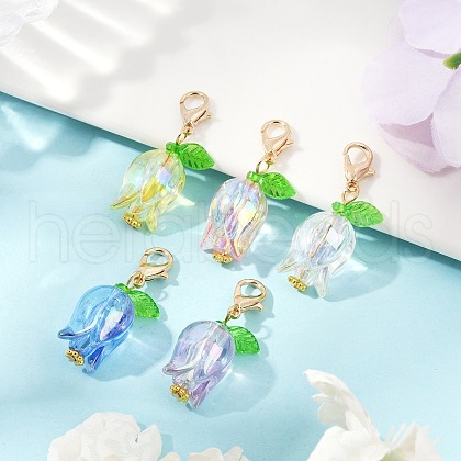 Tulip Acrylic Pendant Decorations HJEW-JM03082-01-1
