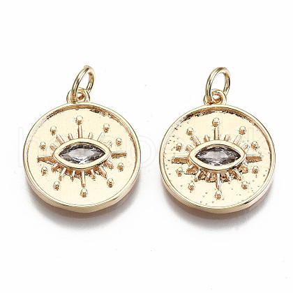 Brass Micro Pave Clear Cubic Zirconia Pendants KK-S356-227G-NF-1