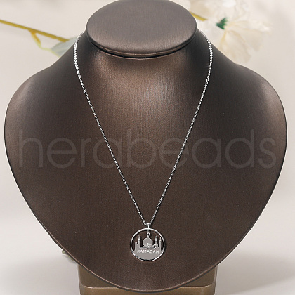 Classic Hollow Ramadan Castle Brass Pendant Necklaces for Women Vacation RG8789-1