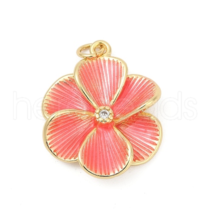 Brass Pave Cubic Zirconia with Enamel Pendants KK-U062-42G-01-1