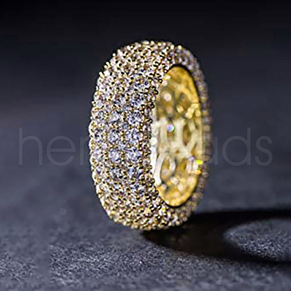 Brass Micro Pave Clear Cubic Zirconia Finger Rings for Women FS-WG796B2-04-1