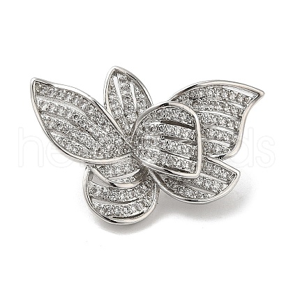Rack Plating Brass Micro Pave Clear Cubic Zirconia Twister Clasps KK-F863-01P-1