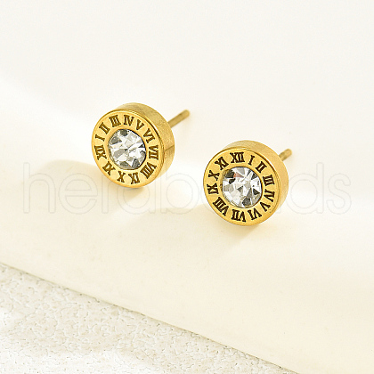 Simple Fashion Round Roman Numeral Stainless Steel Earrings for Women JB0735-1