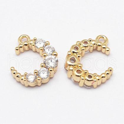 Brass Micro Pave Grade AAA Cubic Zirconia Charms ZIRC-P029-02G-NR-1