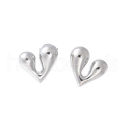 Rack Plating Brass Heart Stud Earrings for Women EJEW-Q780-11P-1