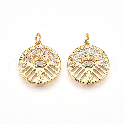 Brass Micro Pave Cubic Zirconia Pendants ZIRC-T016-21-1