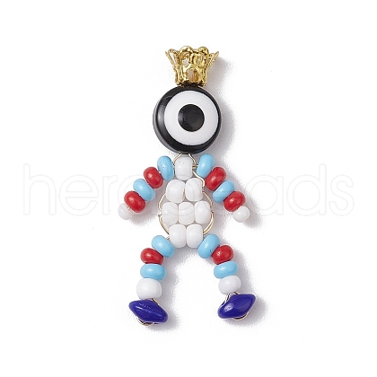 Baking Paint Glass Seed Beaded Human Pendants PALLOY-MZ00653-02-1