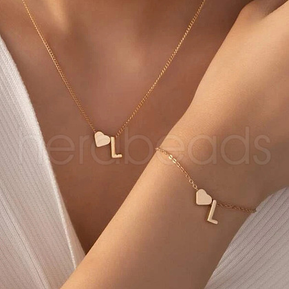 Heart Brass Pendant Necklaces & Charm Bracelets Sets FS-WGFCFF7-01-1