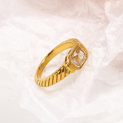 Mother's Day Rings 304 Stainless Steel Pave Cubic Zirconia Finger Rings for Women FS-WGAA4E7-02-1
