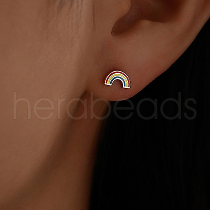 Rainbow Sterling Silver Stud Earrings for Women HO6216-1