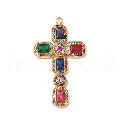 304 Stainless Steel Rhinestone Pendants STAS-V015-04B-G-1