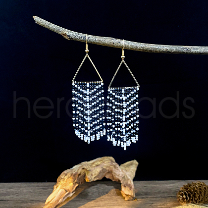 Bohemian Style Glass Seed Bead Tassel Dangle Earrings CI9921-2-1