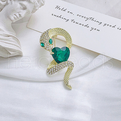 Snake Aolly Rhinestone Brooches JEWB-V008-01LG-03-1