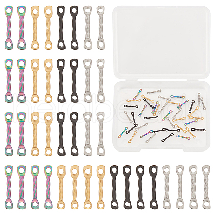 Unicraftale 40Pcs 4 Colors Ion Plating(IP) 304 Stainless Steel Connector Charms STAS-UN0060-46-1