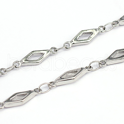 Tarnish Resistant 304 Stainless Steel Rhombus Bar Link Chains CHS-O005-34-1