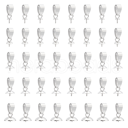 Unicraftale 40Pcs 5 Style 304 Stainless Steel Cup Pearl Peg Bails Pin Pendants STAS-UN0055-01-1