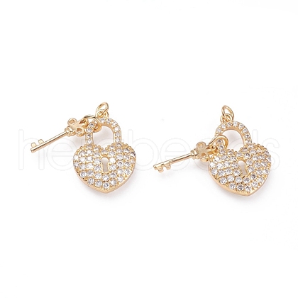Brass Micro Pave Cubic Zirconia Pendants ZIRC-G156-04G-1