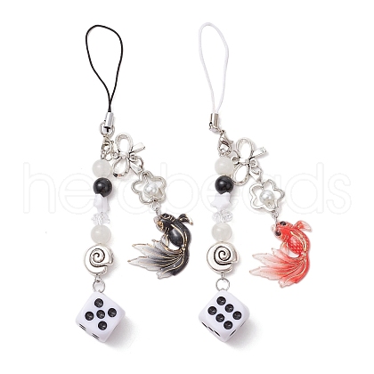 2Pcs Acrylic Gemtone Plastic Phone Hand Strap Chains HJEW-JM03025-1