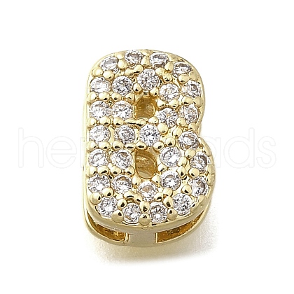 Brass Micro Pave Cubic Zirconia Letter Multi-Strand Links KK-D295-32G-02-1
