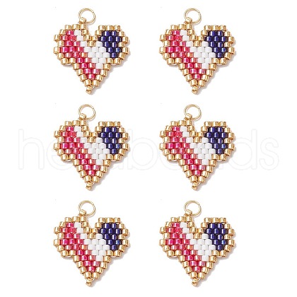 MIYUKI Delica Glass Seed Beaded Heart Pendants PALLOY-MZ00703-02-1