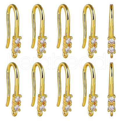 10 Pair Brass Micro Pave Clear Cubic Zirconia Earring Hooks ZIRC-SZ0004-99-1